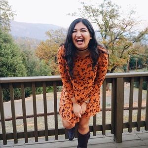 URBAN OUTFITTERS fall print burnt orange dress